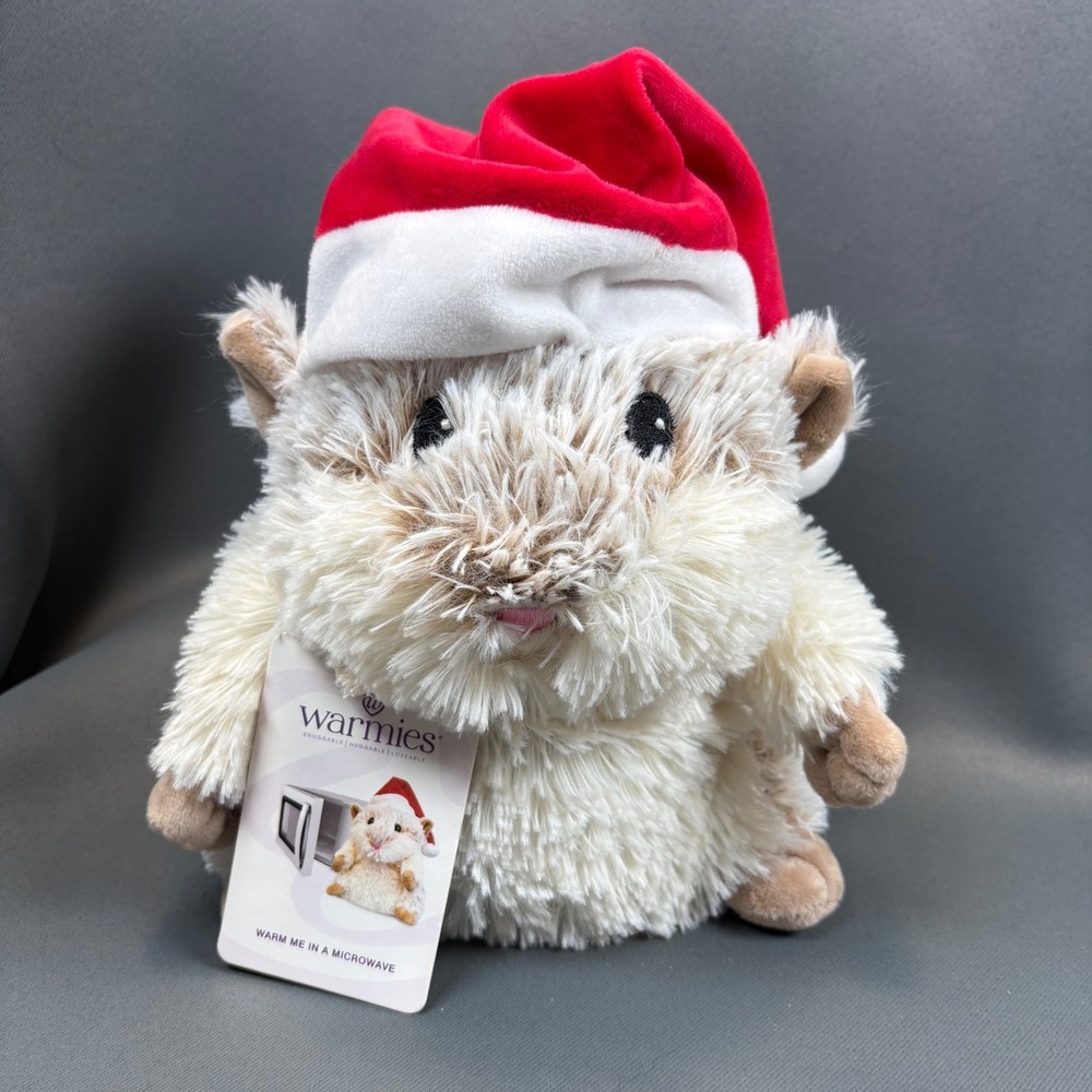 Warmies Hamster Santa Hat Cream NWT Microwavable Scented Plush Christmas